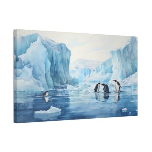 Penguins Playing On Ice (Stretched Canvas, 0.75")